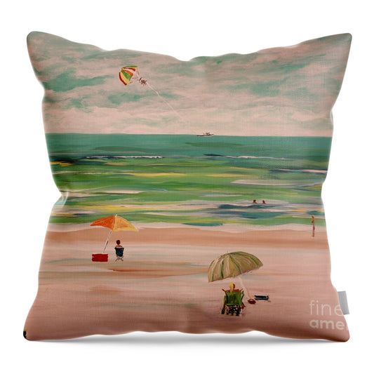 Beach Scene with Parasailing - Throw Pillow