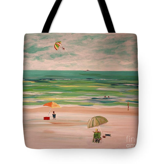 Beach Scene with Parasailing - Tote Bag