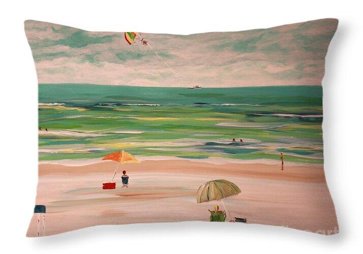 Beach Scene with Parasailing - Throw Pillow