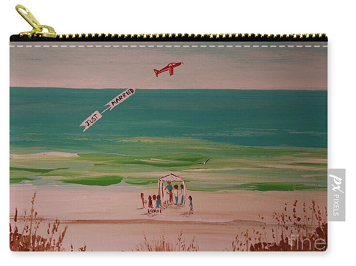 Beach Wedding Ceremony with Airplane - Zip Pouch