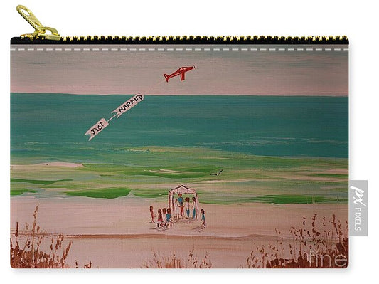 Beach Wedding Ceremony with Airplane - Zip Pouch