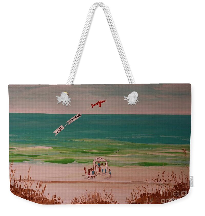 Beach Wedding Ceremony with Airplane - Weekender Tote Bag