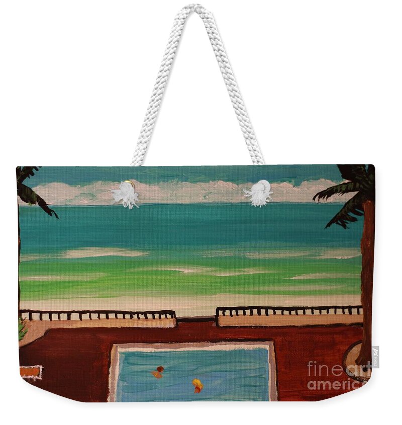 Beachfront Pool with Palm Trees - Weekender Tote Bag