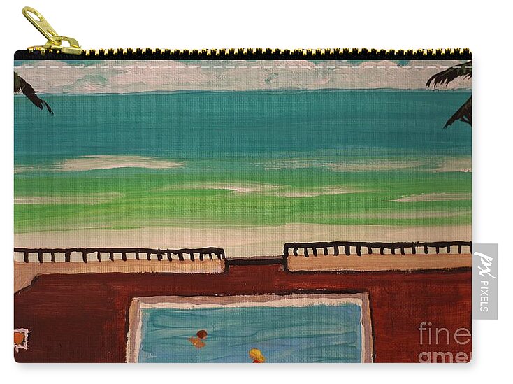 Beachfront Pool with Palm Trees - Zip Pouch