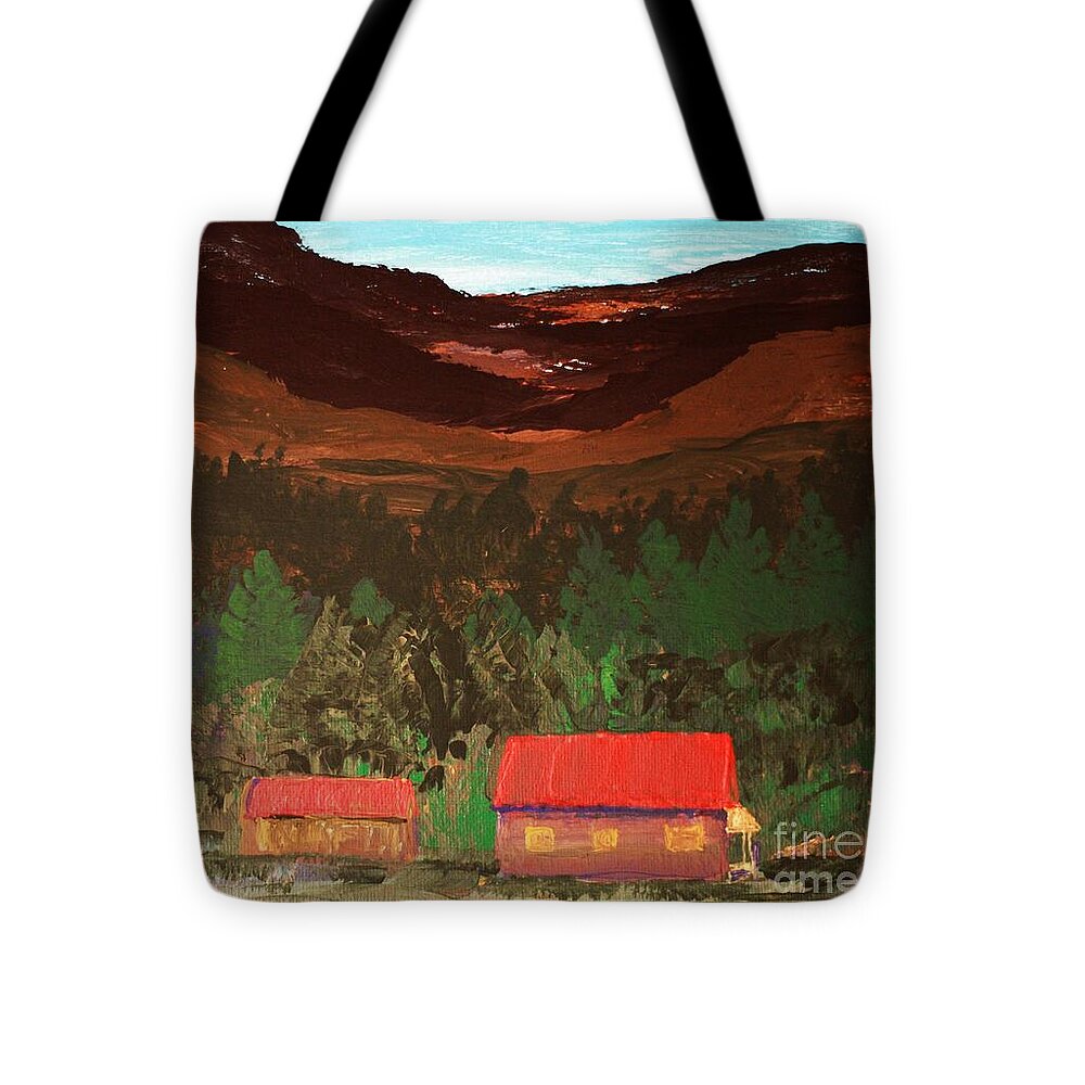 Cabins at the Foot of a Mountain - Tote Bag