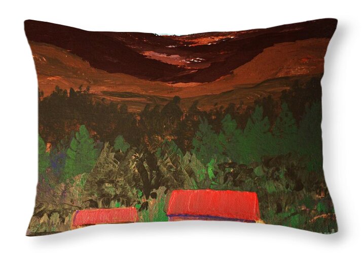Cabins at the Foot of a Mountain - Throw Pillow