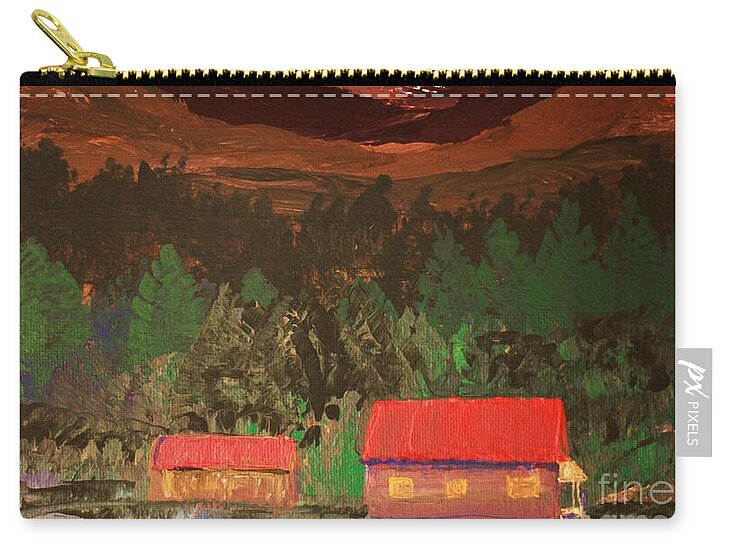 Cabins at the Foot of a Mountain - Zip Pouch
