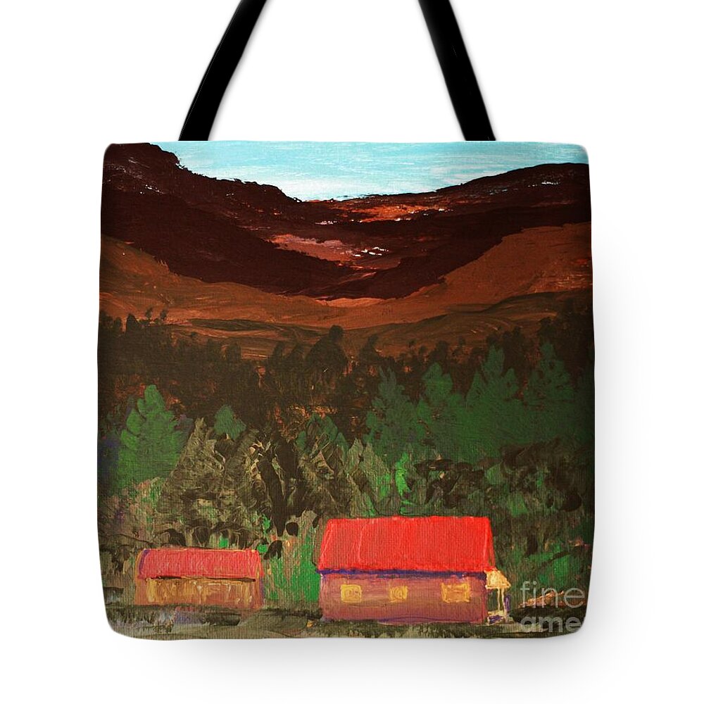 Cabins at the Foot of a Mountain - Tote Bag