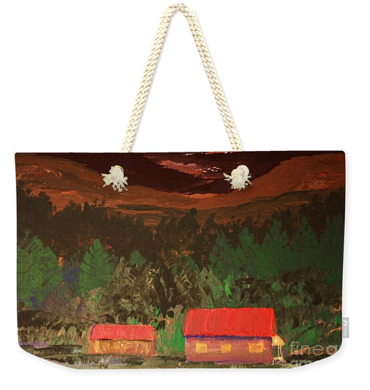 Cabins at the Foot of a Mountain - Weekender Tote Bag