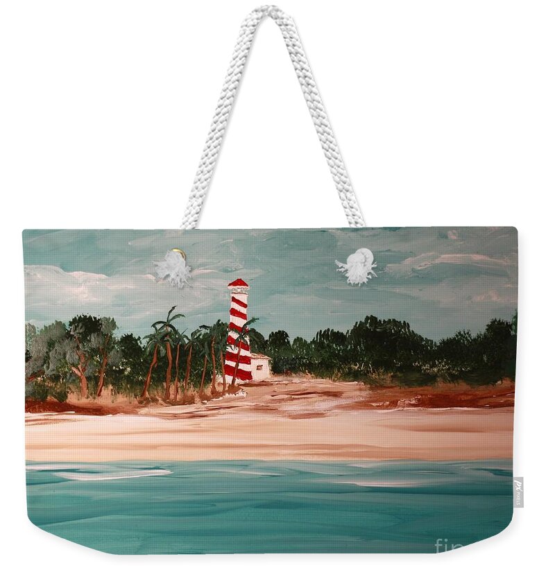 Coastal Lighthouse with Palm Trees - Weekender Tote Bag
