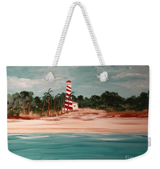 Coastal Lighthouse with Palm Trees - Weekender Tote Bag