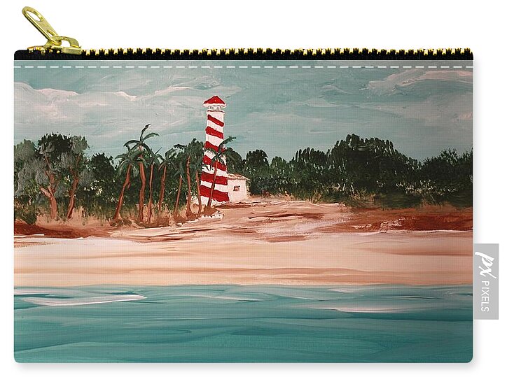 Coastal Lighthouse with Palm Trees - Zip Pouch