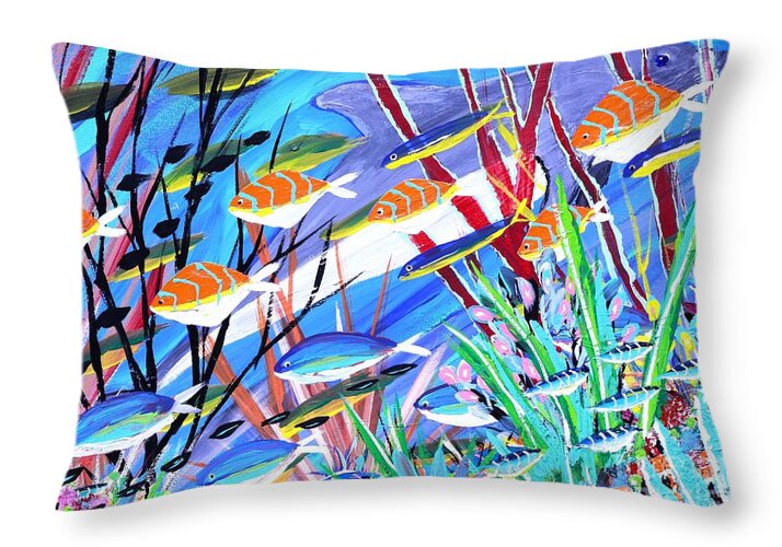 Colorful Coral Reef Scene - Throw Pillow