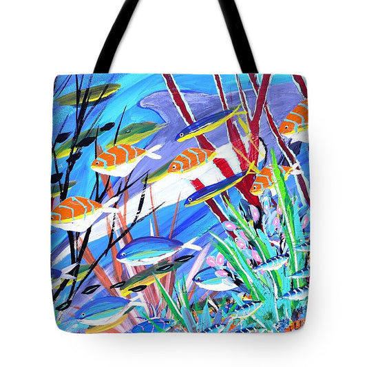 Colorful Coral Reef Scene - Tote Bag