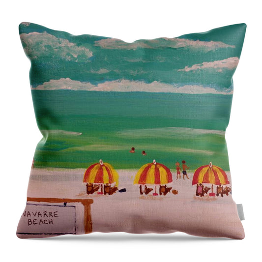 Colorful Day at Navarre Beach - Throw Pillow