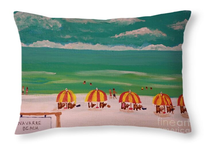 Colorful Day at Navarre Beach - Throw Pillow