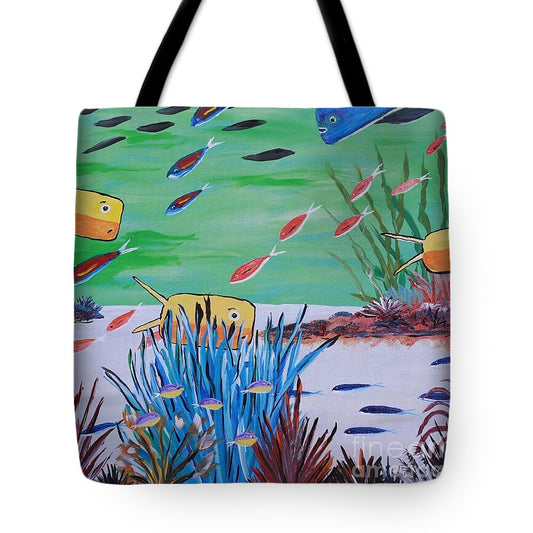 Colorful Fish in Vibrant Coral Reef - Tote Bag