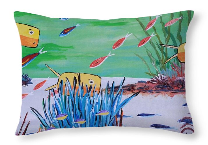 Colorful Fish in Vibrant Coral Reef - Throw Pillow