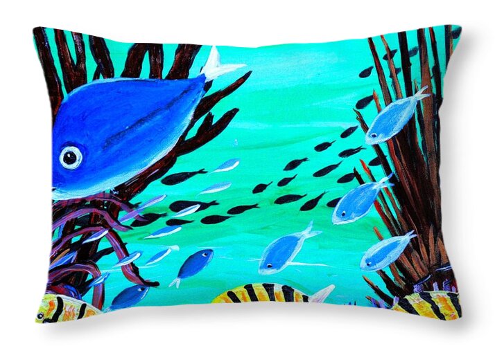 Colorful Fish in Vibrant Reef - Throw Pillow