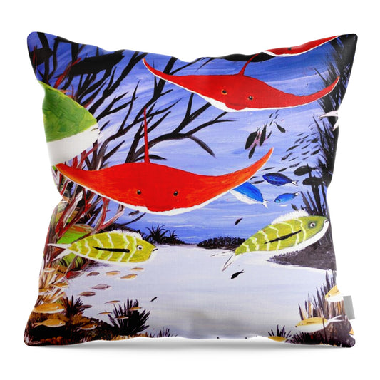 Colorful Marine Life in Motion - Throw Pillow