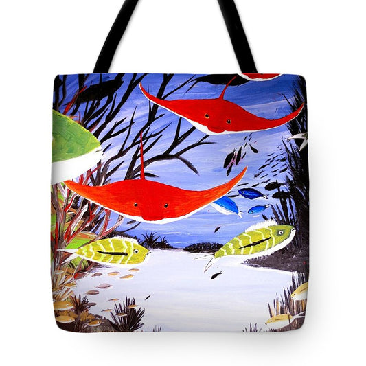 Colorful Marine Life in Motion - Tote Bag