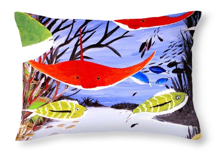Colorful Marine Life in Motion - Throw Pillow