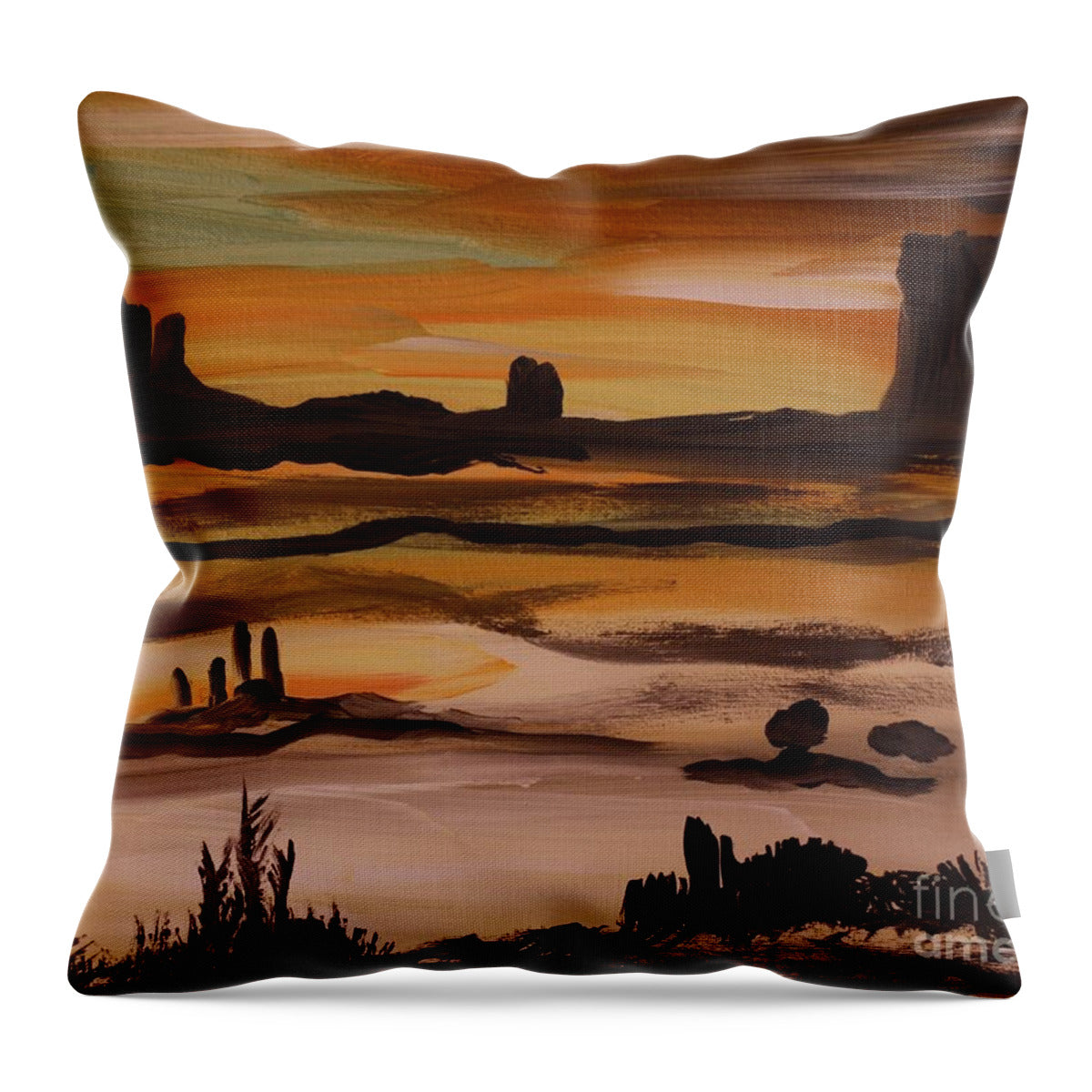 Desert Sunset Landscape - Throw Pillow