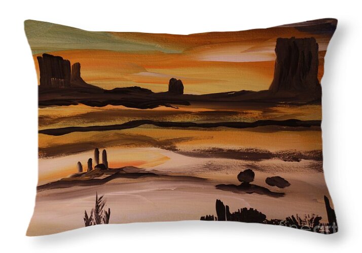 Desert Sunset Landscape - Throw Pillow