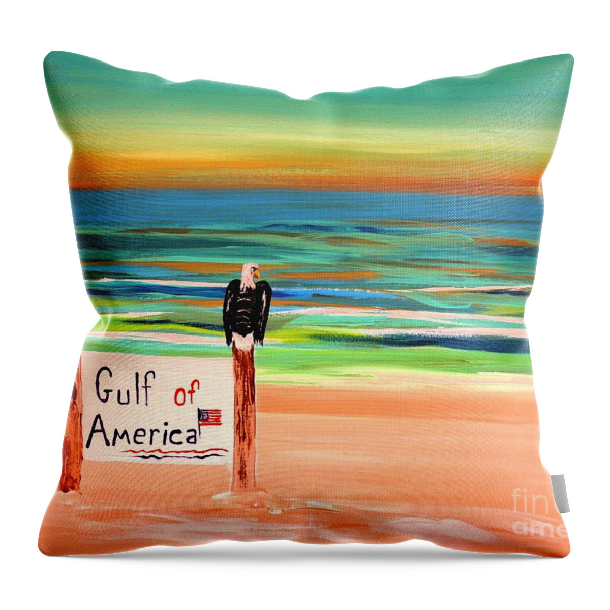 Eagle by the Gulf of America - Throw Pillow