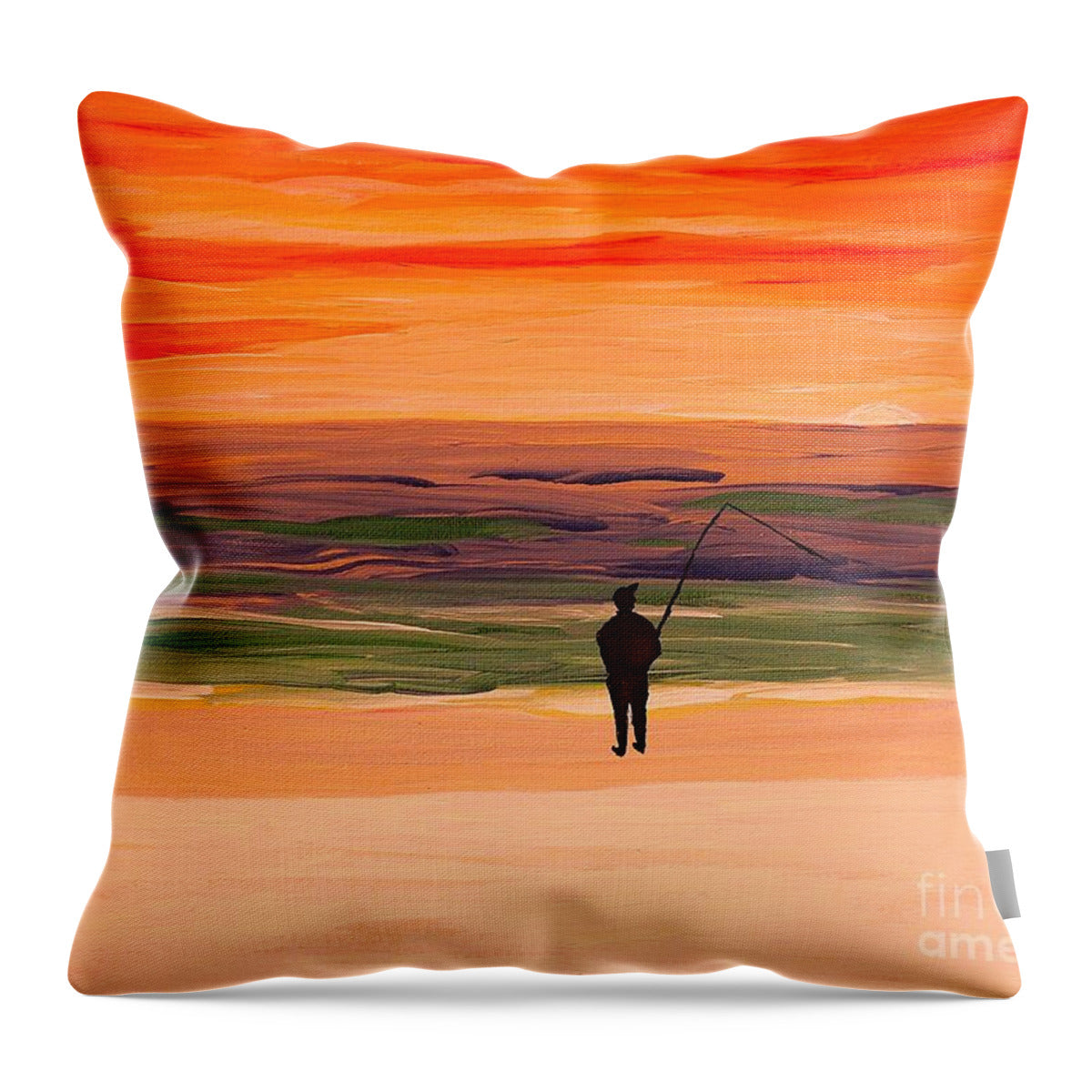 Fish until the Sun Sets - Throw Pillow