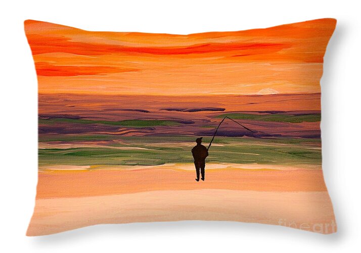 Fish until the Sun Sets - Throw Pillow