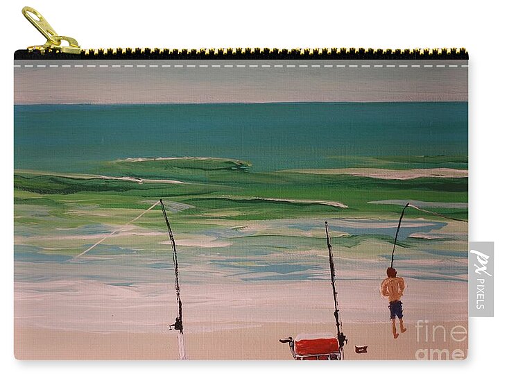 Fishing on a Tranquil Beach - Zip Pouch