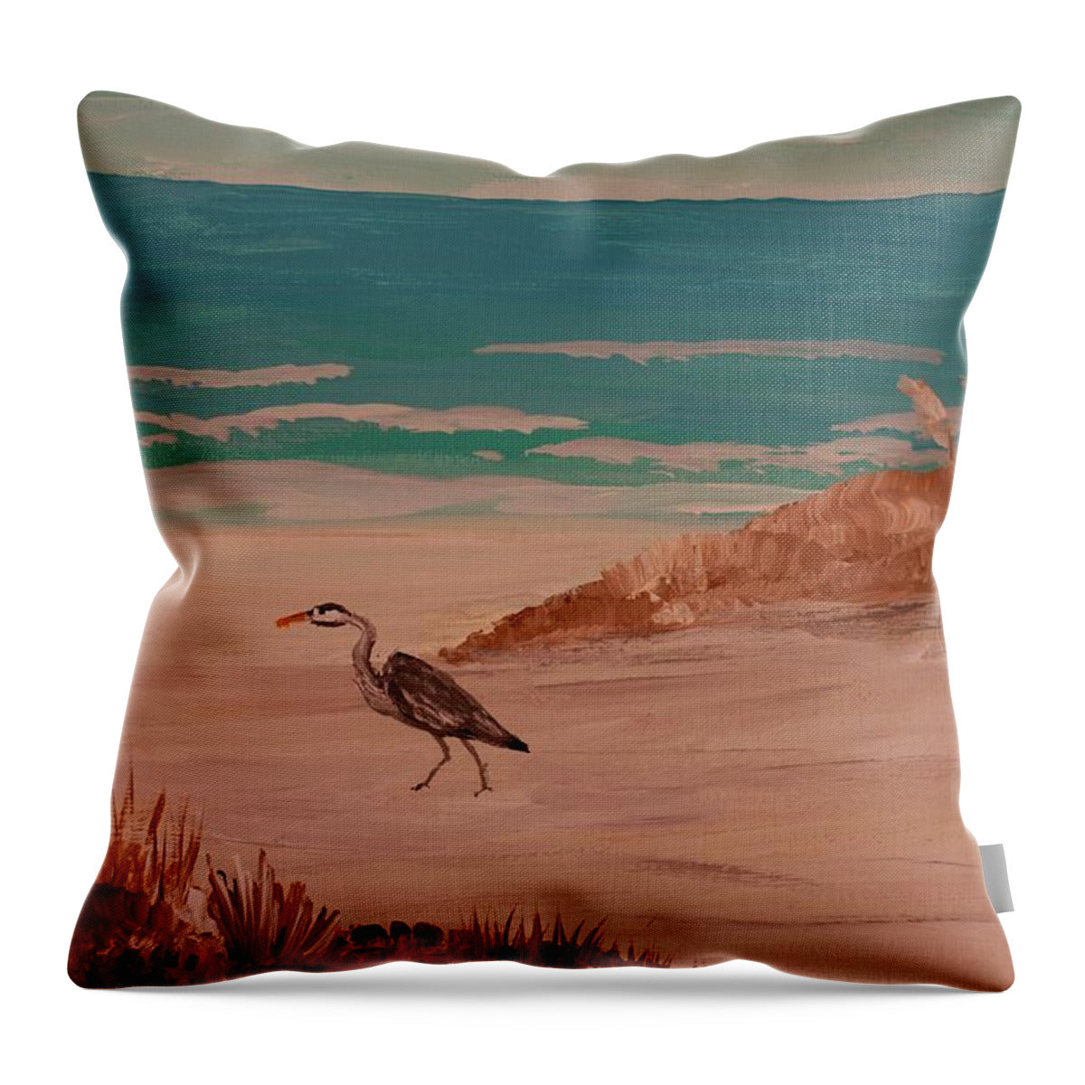 Fred the Heron - Throw Pillow