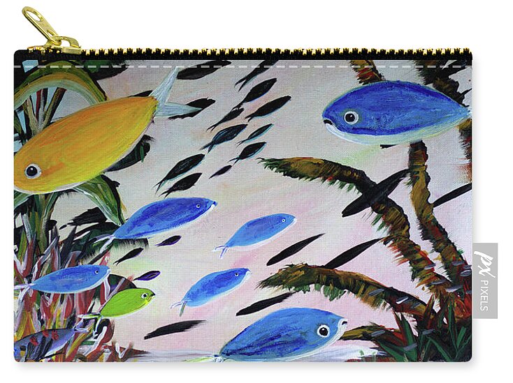 Gold Blue Green Black Fish - Zip Pouch