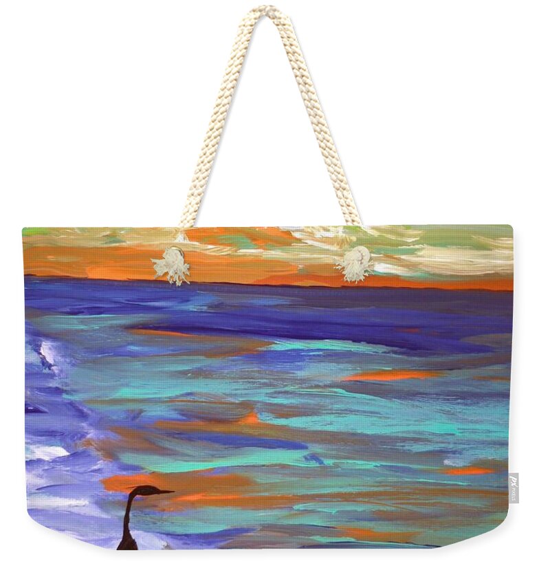 Heron at Sunset by the Sea - Weekender Tote Bag