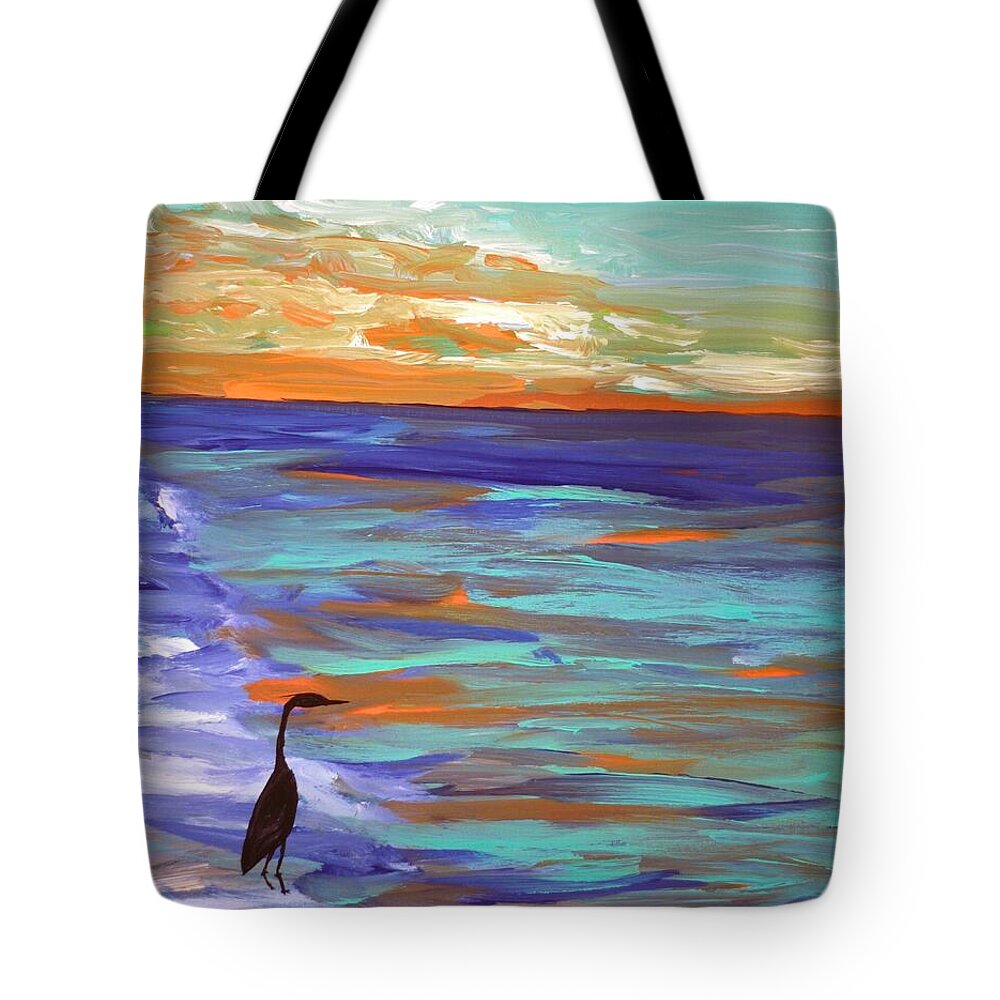 Heron at Sunset by the Sea - Tote Bag