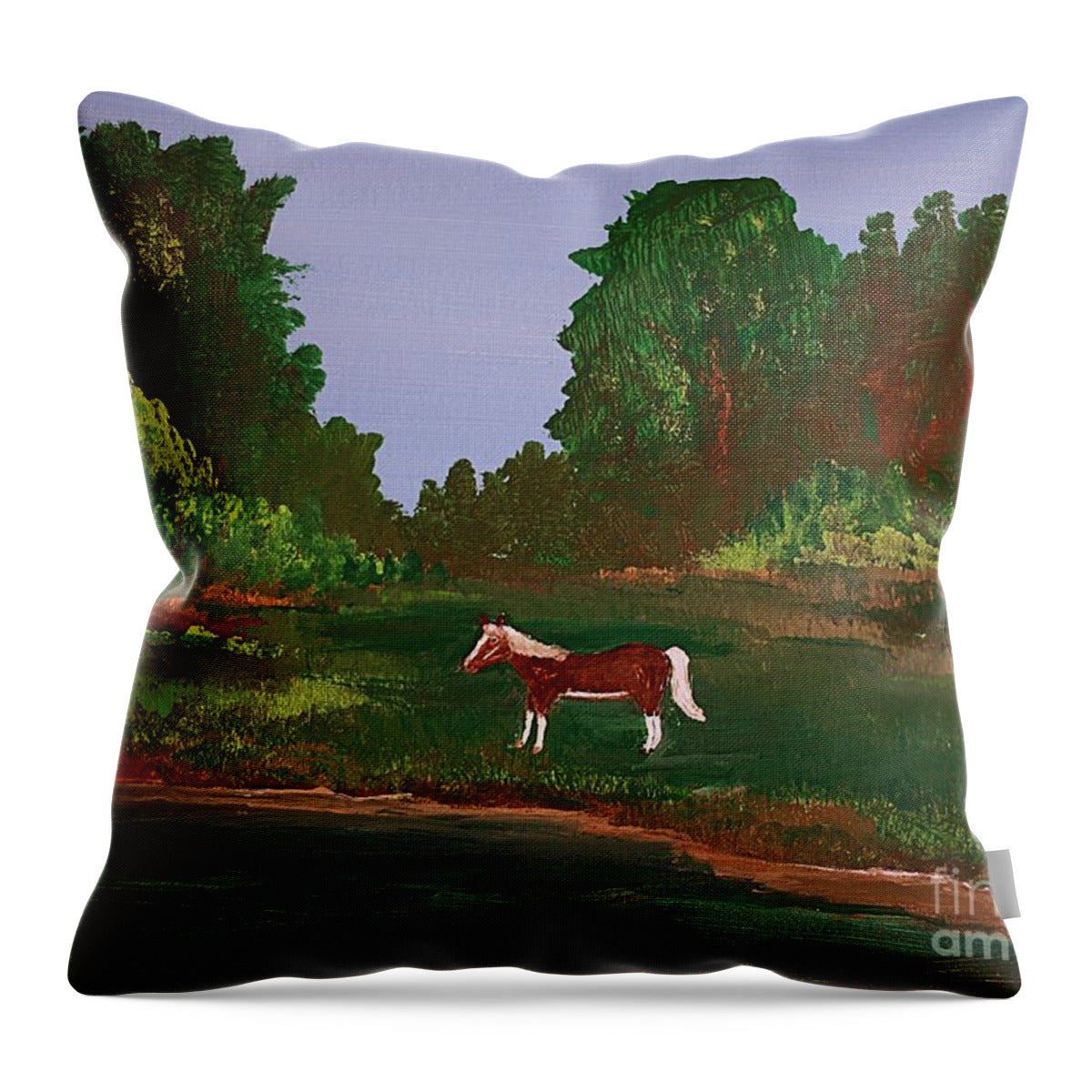Horse out Standing in his Field - Throw Pillow