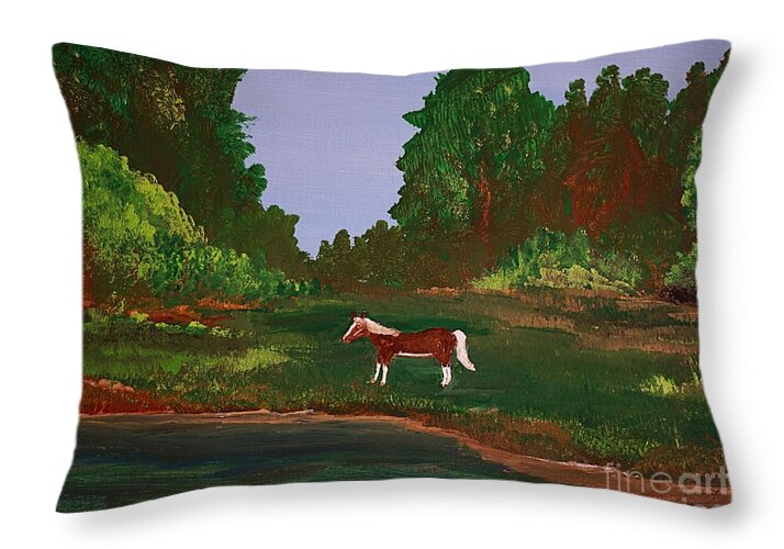 Horse out Standing in his Field - Throw Pillow
