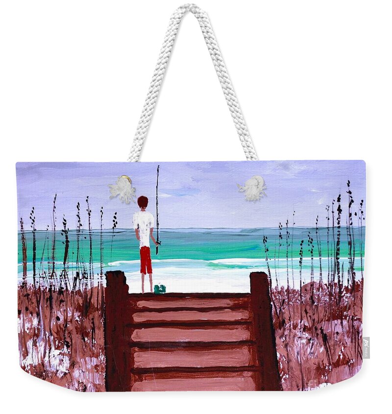 Man Fishing by the Seashore - Weekender Tote Bag
