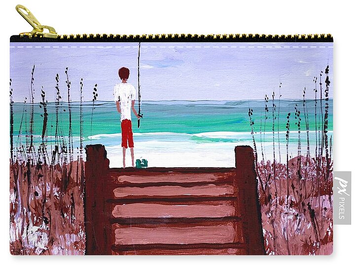 Man Fishing by the Seashore - Zip Pouch