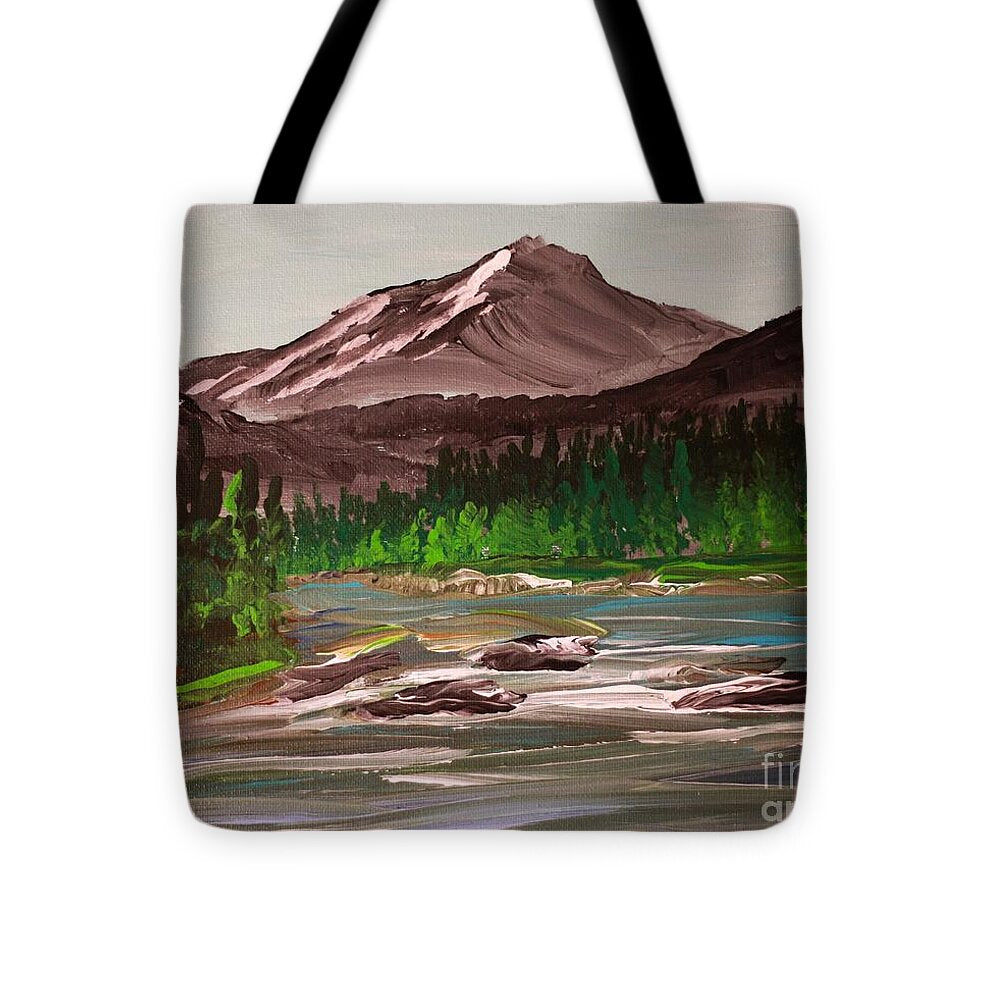 Mountain Landscape with River - Tote Bag