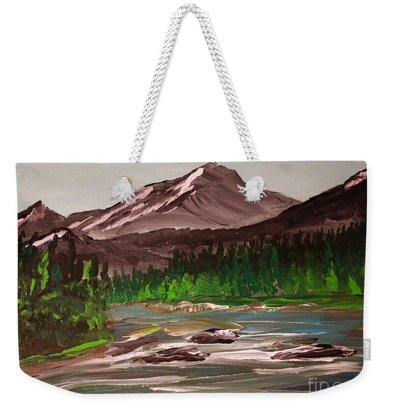 Mountain Landscape with River - Weekender Tote Bag