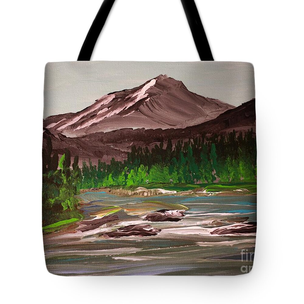 Mountain Landscape with River - Tote Bag