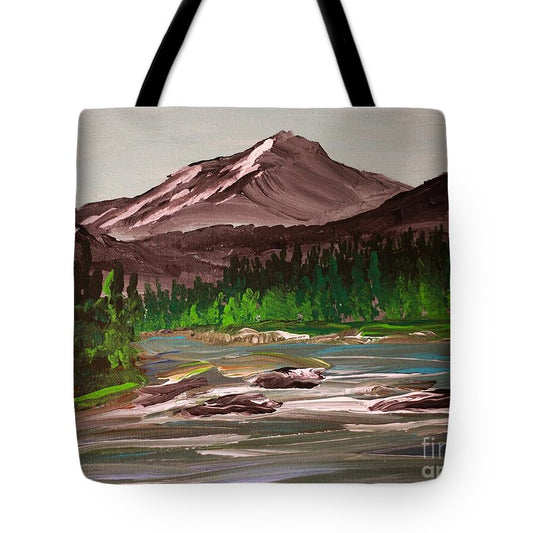 Mountain Landscape with River - Tote Bag