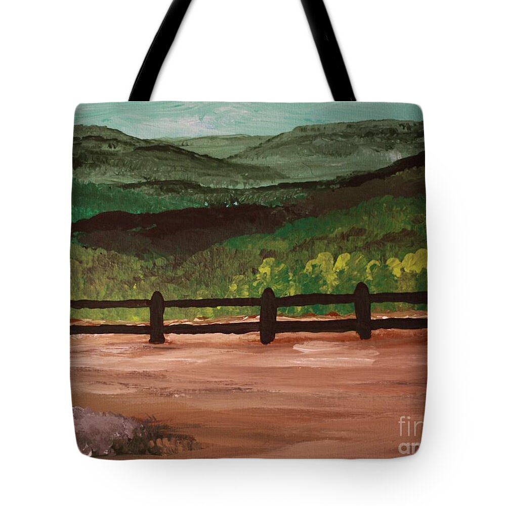 Mountain View Beyond the Fence - Tote Bag