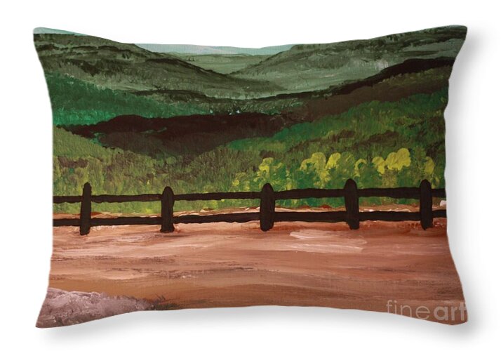 Mountain View Beyond the Fence - Throw Pillow