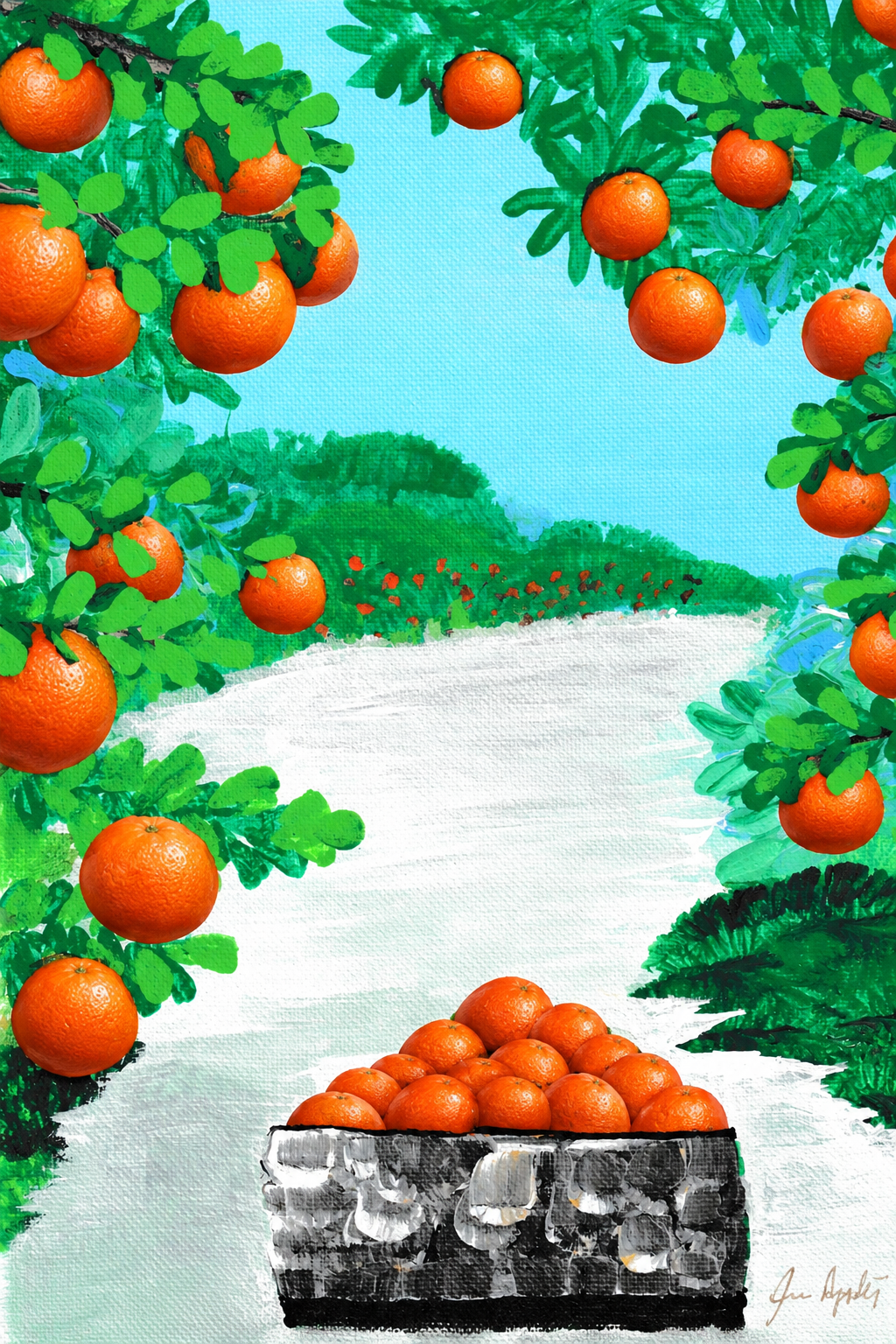 Oranges graphic with a selective 3D effect on the fruit