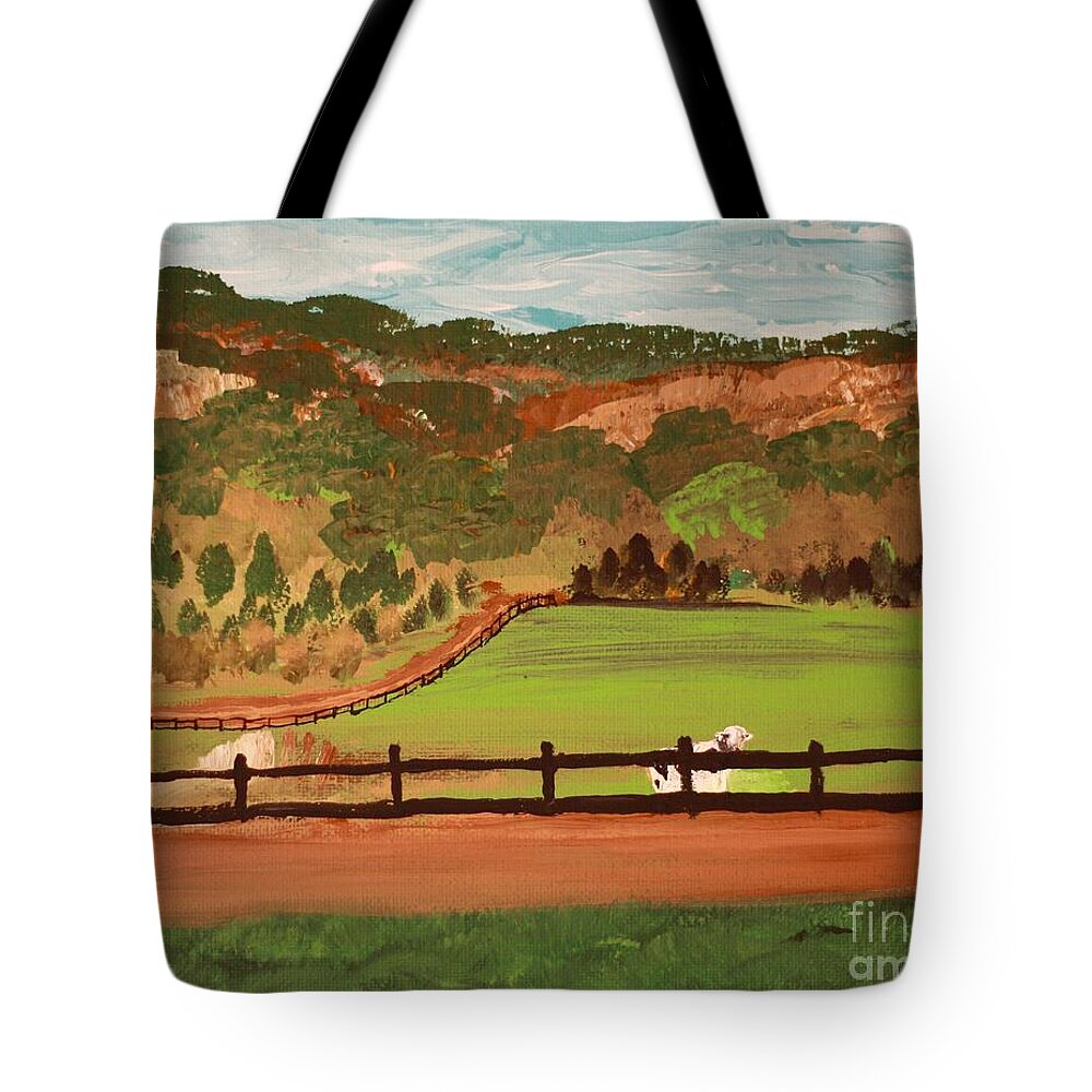 Pastoral Landscape with Wooden Fence - Tote Bag