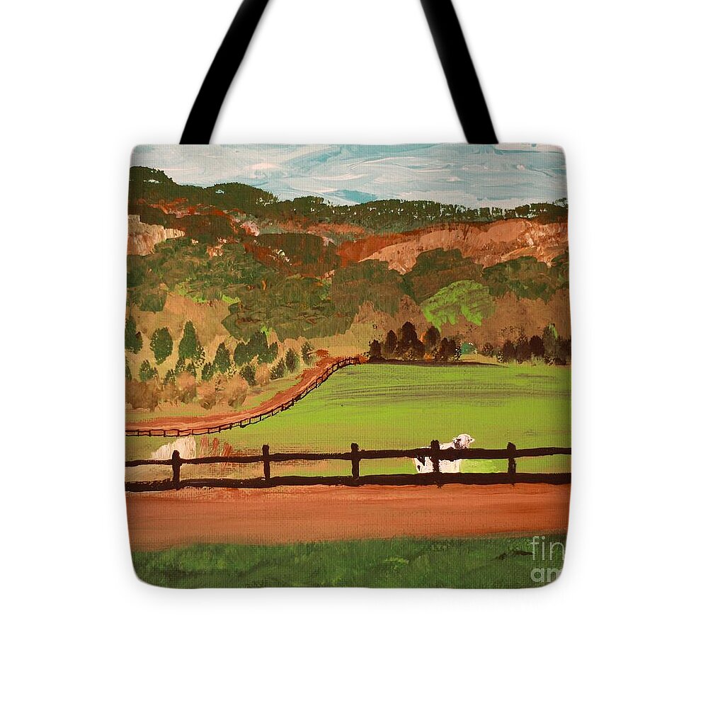 Pastoral Landscape with Wooden Fence - Tote Bag
