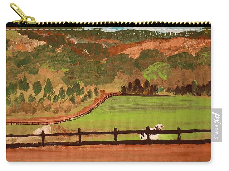 Pastoral Landscape with Wooden Fence - Zip Pouch